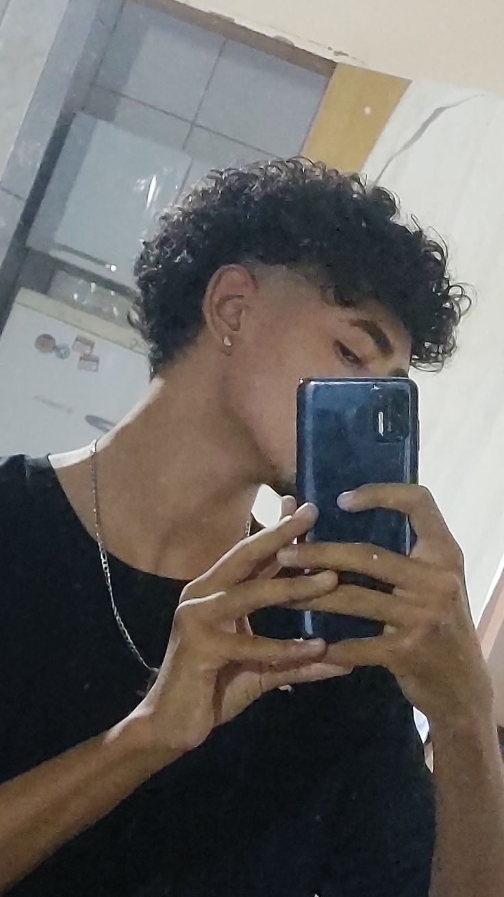 Curly Mullet Fade haircut short hair