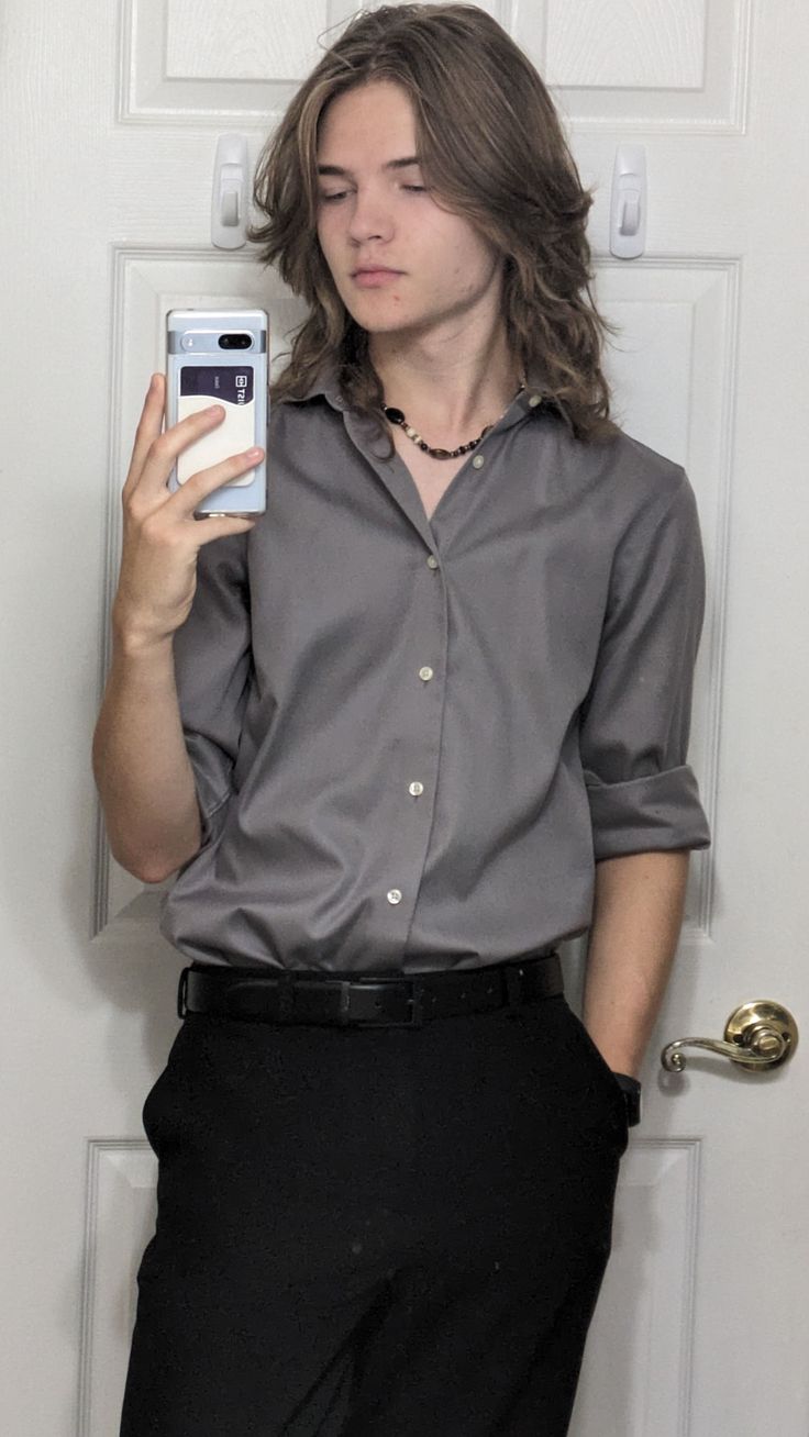 Long Wolf Cut Male straight hair