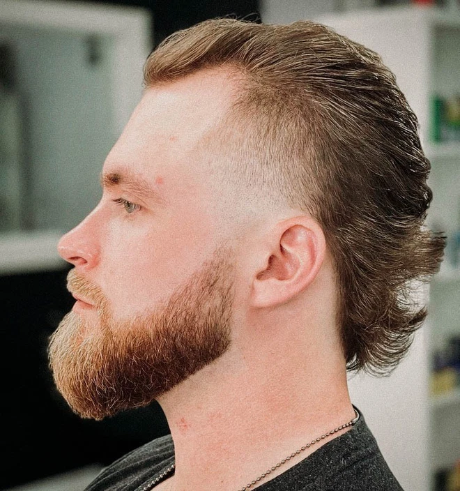 Straight Hair Mullet fade haircut