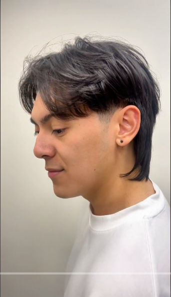 Tapered Wolf Cut Men long hair