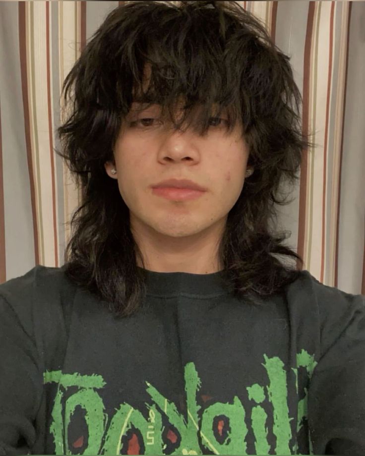 Wolf Cut with Bangs Men long hair