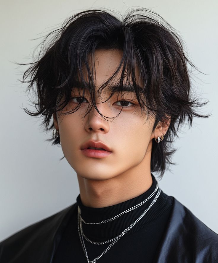 korean Wolf Cut Men short hair